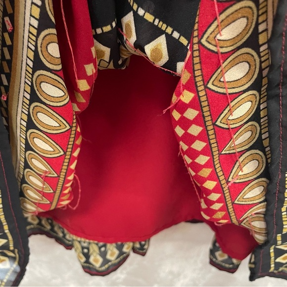 Patchington India style boho tiered skirt red gold women’s size 10 sequins - Picture 4 of 8